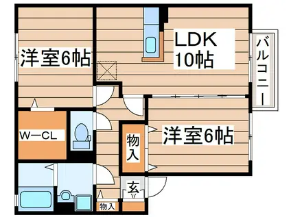 ロワールI(2LDK/2階)の間取り写真