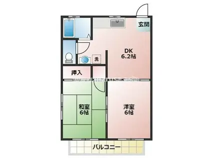 コマンスマンI(2DK/1階)の間取り写真