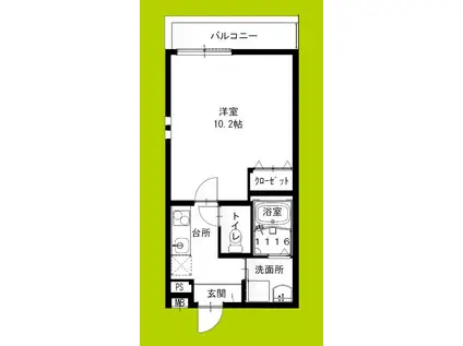 フジパレス西湊II番館(1K/2階)の間取り写真