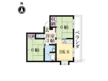 メゾンヴァンヴェール(2DK/4階)の間取り写真