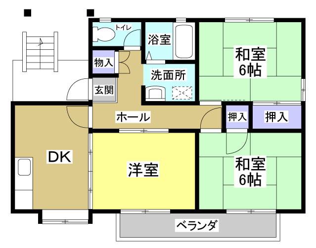 ソレアードIIDA II(3DK/2階)の間取り写真
