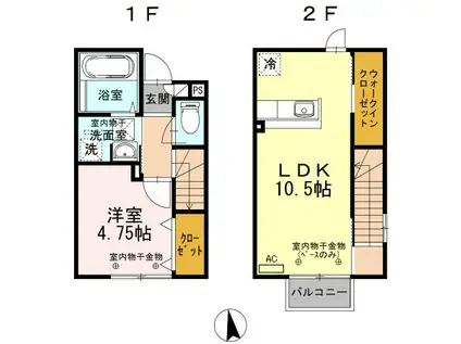 ＩＲいしかわ鉄道 金沢駅 バス乗車時間：15分 最寄りバス停で下車 徒歩7分 2階建 築11年(1LDK/1階)の間取り写真