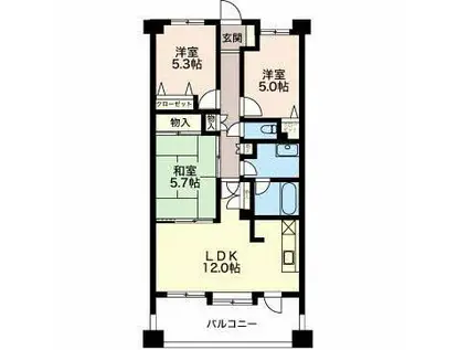 ベルクリア(3LDK/5階)の間取り写真