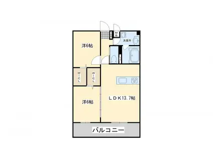 グローヴハヤシ(2LDK/7階)の間取り写真