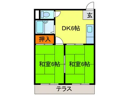 ピースハイツ長堂(2DK/1階)の間取り写真