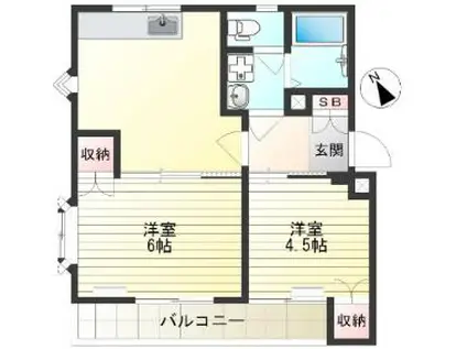 ルミエール仙川町1丁目(2DK/1階)の間取り写真