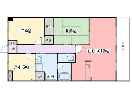 高岡中村コーポII(3LDK/11階)の間取り写真