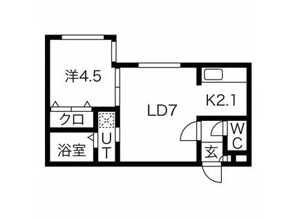アール栄通(1LDK/4階)の間取り写真