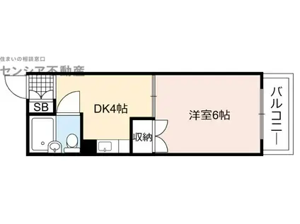 メゾンドール都島(1DK/4階)の間取り写真