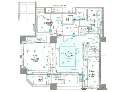 グランスイート明石町(3LDK/11階)の間取り写真