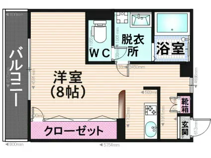 公平ビル(ワンルーム/2階)の間取り写真