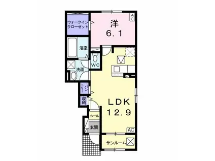 マルレ・MARLE(1LDK/1階)の間取り写真