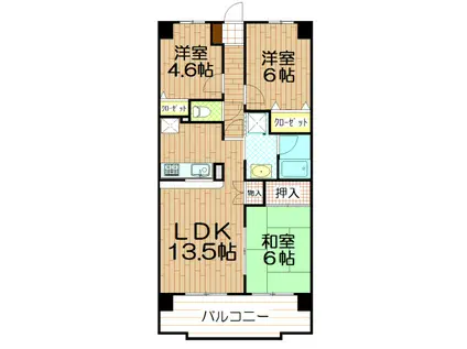 和泉22(3LDK/6階)の間取り写真