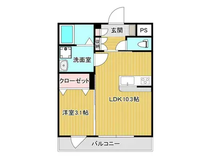 ドゥエルイン小白川(1LDK/2階)の間取り写真