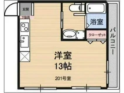 青葉マンション(ワンルーム/2階)の間取り写真