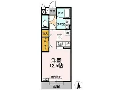 マグノリアヒルズ(ワンルーム/1階)の間取り写真