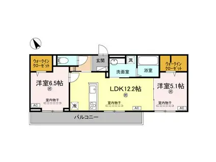 J.リヴェール高松西宝町 A棟(2LDK/2階)の間取り写真