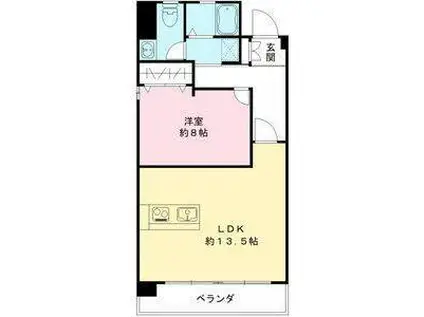 コーポ林(1LDK/3階)の間取り写真