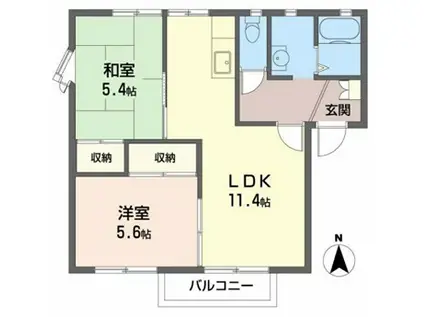 メゾンクレール(2LDK/2階)の間取り写真