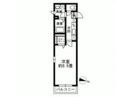 フローラ松原(1K/2階)の間取り写真