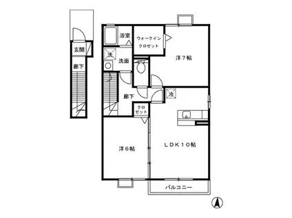 コンフォール石丸(2LDK/2階)の間取り写真