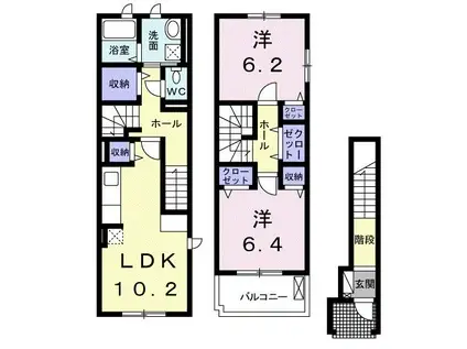 タカス サザンハイツ(2LDK/2階)の間取り写真