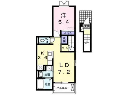 ゼルコバガーネットIII(1LDK/2階)の間取り写真