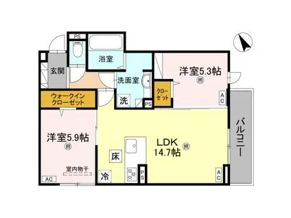 D-ROOM小篠原(2LDK/1階)の間取り写真