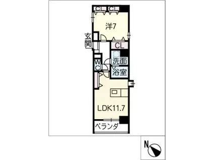 アレーヌコート野並(1LDK/4階)の間取り写真