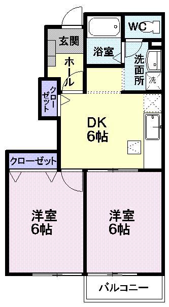 アイランドヘヴンII(2DK/1階)の間取り写真
