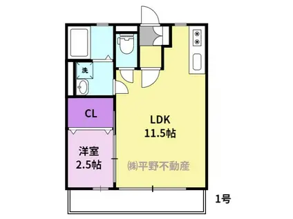 メゾン・ド・カメリア(1LDK/1階)の間取り写真