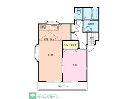ソレイユ東松戸(1LDK/2階)の間取り写真