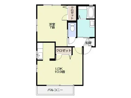 ソレアード(1LDK/2階)の間取り写真