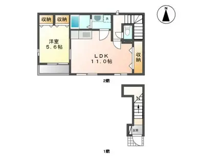 グランベルII(1LDK/2階)の間取り写真