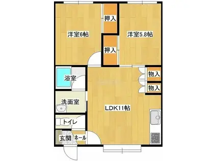 エルフィンパークツイン(2LDK/2階)の間取り写真