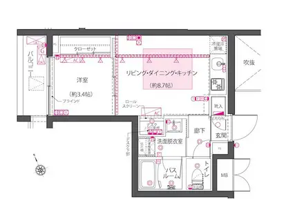 ZOOM西早稲田(1LDK/3階)の間取り写真