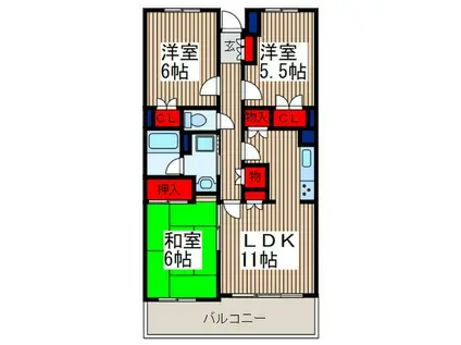 第12藤島マンション(3LDK/4階)の間取り写真