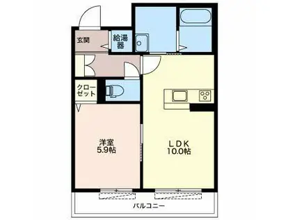 富山地鉄不二越上滝 朝菜町駅 徒歩2分 3階建 築11年(1LDK/3階)の間取り写真