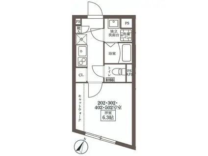 COCOCUBE大泉学園(1K/2階)の間取り写真
