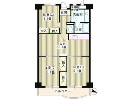 カーザ・エッチェルサ世田谷(3LDK/4階)の間取り写真