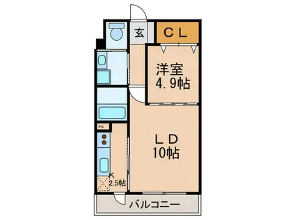 S-FORT筑紫通(1LDK/4階)の間取り写真