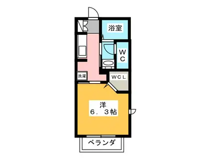 イースタン三ッ沢 II(1K/2階)の間取り写真