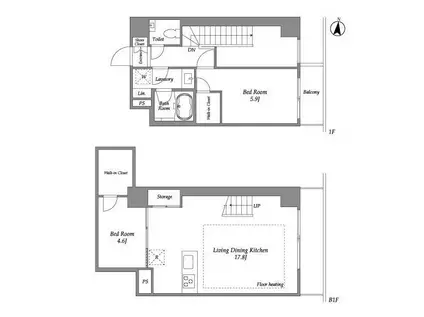 IPSE代々木上原(2LDK/1階)の間取り写真