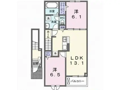 関東鉄道常総線 ゆめみ野駅 徒歩10分 2階建 新築(2LDK/2階)の間取り写真