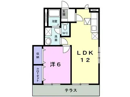 アメニティ高藤D棟(1LDK/1階)の間取り写真