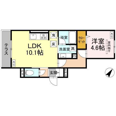 アメティスタ相模が丘(1LDK/1階)の間取り写真