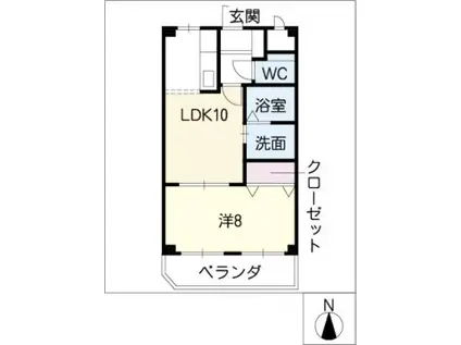 GREEN(1LDK/3階)の間取り写真