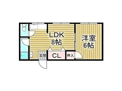 泉マンション(1LDK/3階)の間取り写真