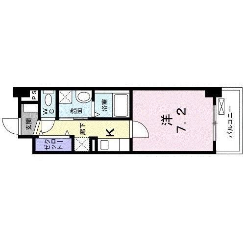 ミルト熊野(1K/2階)の間取り写真
