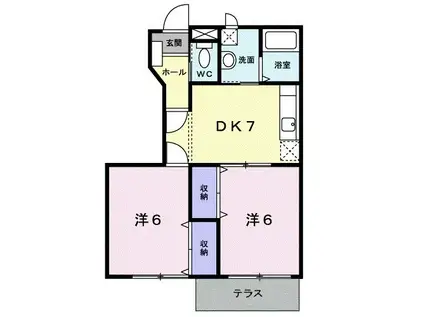 サンモールK(2DK/1階)の間取り写真
